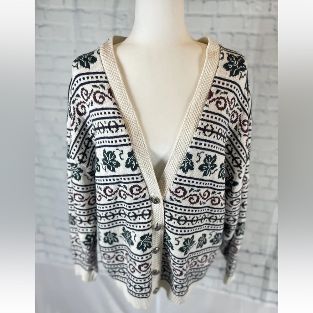 Vintage NORTHERN REFLECTIONS parkhurst Cardigan Sweater Knit Nordic Canada M L